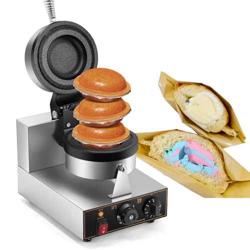 Moongiantgo UFO Burger Waffle Maker, Ice Cream Filling Burger Machine With 0-5 Time & 50-300℃ Temp Control, Double-Sided Heating Hamburger Maker Non-Stick Gelato Panini Press For Home Kitchen (110V)