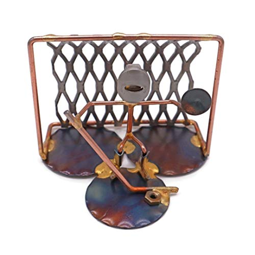 Ice Hockey Goalie with Net Collectible Handmade Metal Art Figurine, Desk Accessories, Trophy, Boss Gift, Office Décor, Sports