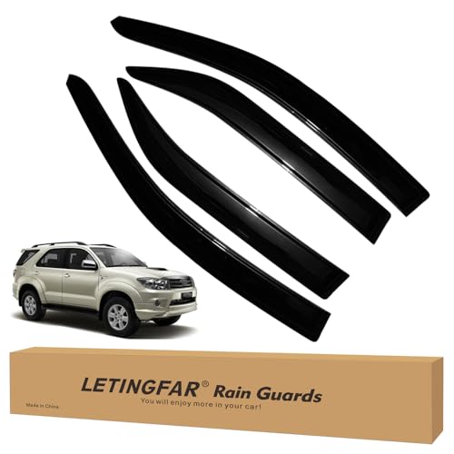 LETINGFAR Window Visors Rain Guards for Toyota Fortuner 2005 2006 2007 2008 2009 2010 2011 2012 2013 2014 2015 Accessories, Wind Deflectors Vent Shades for Toyota Fortuner