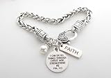 Religious Bible Verse Bracelet for Her Scripture Quotes Bracelet Faith Christian Jewelry Encouragement for Women Friend (PHIL 4:13)