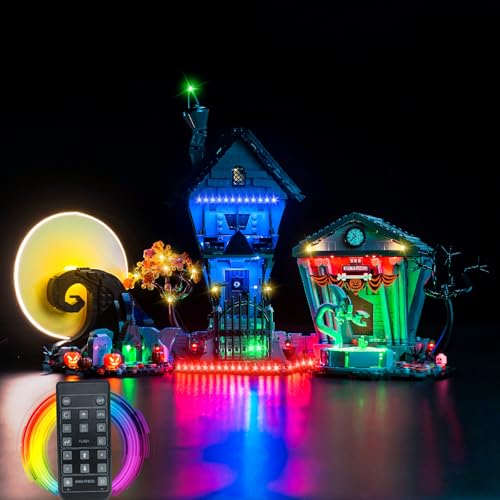 LocoLee Light Compatible with Lego Tim Burton's The Nightmare Before Christmas 21351, Lighting Set Accessories Compatible with Lego Nightmare 21351, No Models Only Light (Upgraded RC Version)