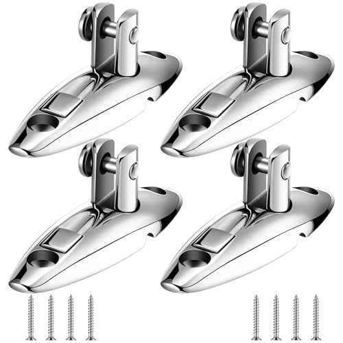 MorningRo 4pcs Boat Bimini Top Swivel Hinge Quick Release 316 Stainless Steel Bimini Top Swivel Deck Side Mount Marine Hardware with 8 Screws for Boat Yachts