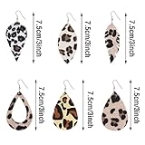 20 Pieces Leather Earrings for Women Petal Leopard Print Earrings Teardrop Dangle Earrings(Solid Hollow Teardrop and Leaf Style)