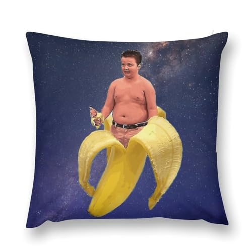 DISHILU Banana Funny Gibby Pillowcase Funny Meme Cushion Case Pillows Home Decorative Pillow Cover for Couch Bedroom 18x18 Inch