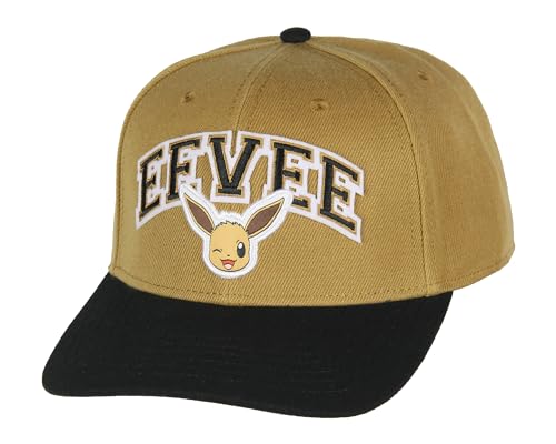 Bioworld Pokemon Adult Eevee 133 Embroidered Precurve Snapback Hat for Men and Women