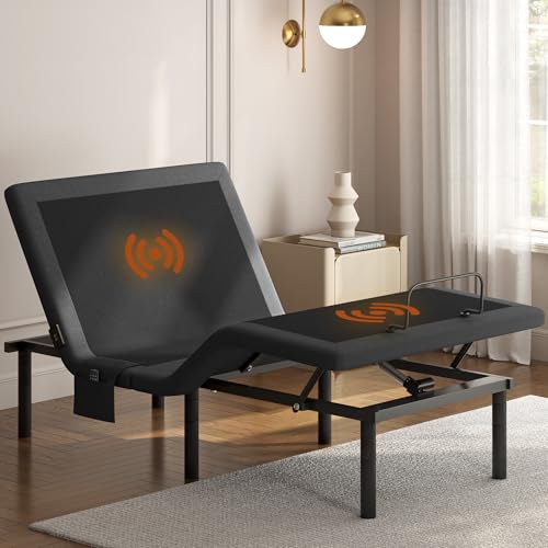 Yaheetech Twin XL Adjustable Bed Frame with Massage and Remote, Twin XL Adjustable Bed Base with USB Ports/Under-Bed Night Light/4 Height Options/Storage Bag, Easy Assembly