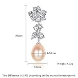 QuakerBird Freshwater Cultured Genuine Pearl Drop Earrings for Women Sterling Silver 9-10 mm Pearls Tennis Cluster CZ Dangle Stud Earrings Wedding (01, ivory)