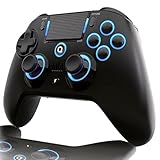 QRD Spark N5 Wireless Controller for PS4 Pro Slim PS3 PS2 Steam Deck PC Windows Mac iOS Android TV Box, Halleffect Gamepad Joystick with 3.5mm Audio Port+Speaker+Mic, Macro N1+N2, Turbo Speed Up