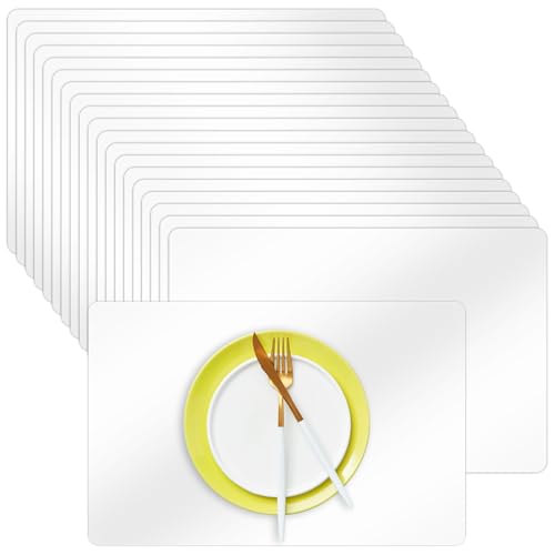 DSYIL Plastic Placemat Bulk, 20 PCS Clear Placemats 17 x 11 Inches, Heat Resistant Placemats, Washable Table Mats for Dining, Crafting Kitchen and Shelf Liner
