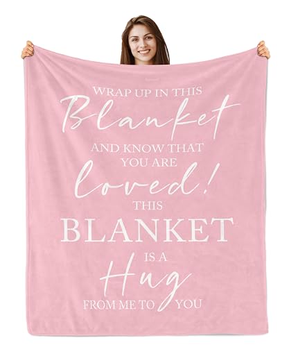 Butonus Birthday Inspirational Gifts for Women,Thinking of You/Miss You Gifts for Women,Hug Blanket for Woman,Pink Blankets 60"x50"