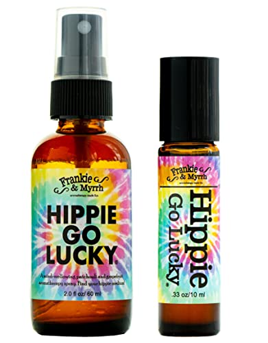 Frankie & Myrrh Hippie Go Lucky 2 Pack | Patchouli Roll-on & Spray | Natural Aromatherapy Combo for Relaxation & Positivity