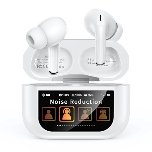 Szwdo Wireless Earbuds, Bluetooth 5.4 Ear Buds with Multifunctional Touch Screen, ANC/ENC Noise Cancelling Headphones with 48H Playtime, Bass Stereo Sound, for Laptop, Android/iOS, Pad