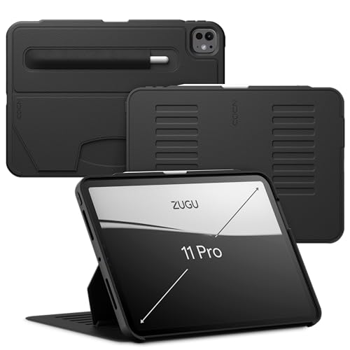 Zugu Case for iPad Pro 11 (M4) 2024, Slim Protective Cover with Apple Pencil Holder, Auto Wake/Sleep, Multiple Viewing Angles, iPad Pro 11 Inch Cover, Phone Protector, Black