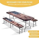 YEYE JUICE Picnic Table Cover with Bench Covers 6FT 3PCS, Camping Essentials, Fitted Camping Tablecloth Waterproof and oilproof with elastic Edge for Indoor Outdoor Patio, Retro American Flag (72inch)