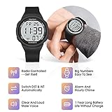 Hearkent Atomic Talking Watch Sets Itself for Visually impaired or Seniors LCD Big Number Easy-to-Read Talking Watch for Elderly (Silver)