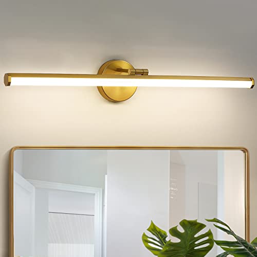 KAISITE Bathroom Lighting Fixture Over Mirror - 30 Inch Gold Vanity Light 24W 4000K Dimmable Modern LED Bathroom Light Fixture Rotatable Bath Vanity Light Bar for Bathroom