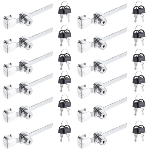 12 Pcs Sliding Glass Door Ratchet Lock Display Case Lock with Chrome Finish, Security, Keyed Alike Showcase Display, Showcase Locks for Sliding Glass Door, Glass Display Case Locks with Keys