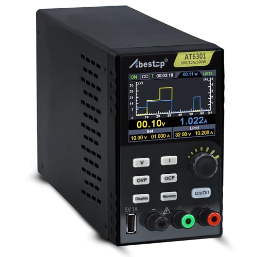 Abestop AT6301 DC Power Supply Variable, 60V/10A/300W Adjustable Bench Power Supply with 10mV / 1mA High Resolution 4-Digits 2.8 inch LCD Display, 5V/1A USB Output(110V Input Voltage)