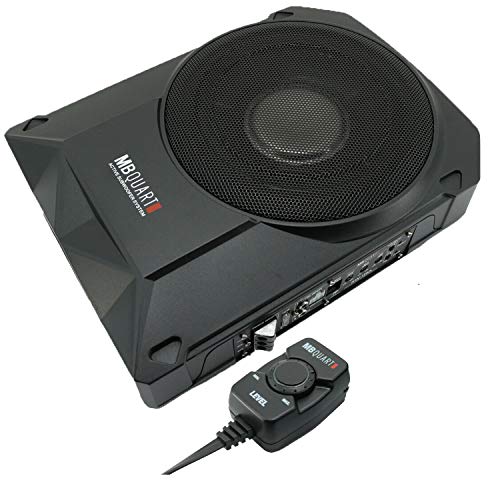 MB Quart RW-110A 800W Reference Series 10'' Slim Low Profile Compact Under-Seat 4-Ohm Active Powered Subwoofer Enclosure with Built in Amplifier for Car RV ATV - 3rd Gen, Black
