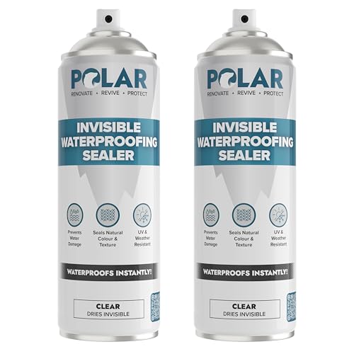 Polar Invisible Waterproof Sealer Clear - 2 x 20 Fl Oz | Instant Waterproof Sealant for Fabric, Concrete, Brick, Wood & Masonry | Long Lasting Protection for Interior & Exterior Surfaces