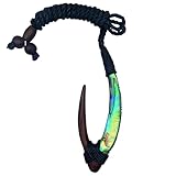 81stgeneration Women's Men's Hand Carved Wood Abalone Long HEI Matau Fish Hook Pendant Necklace