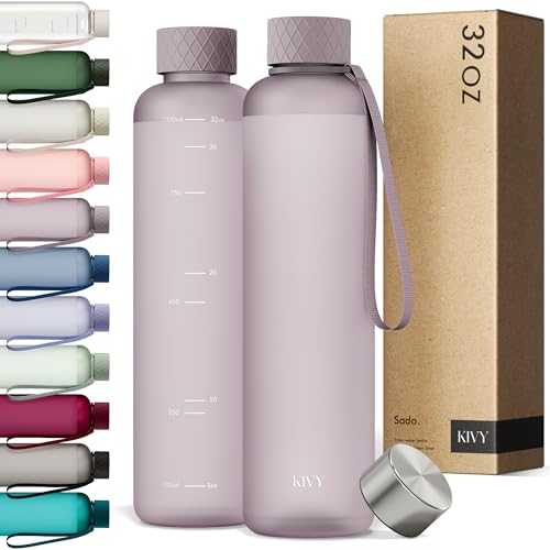KIVY Slim Water Bottle 32oz [Lightweight & Shatterproof] - Reusable Tritan Water Bottle - Leak Proof Bottle for Women & Men - No Spill - Dishwasher Safe Water Bottle BPA Free