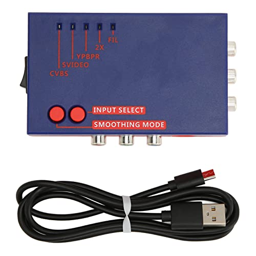 ASHATA for RetroScaler2x AV to Converter, 480P Retro Gaming to TV Adapter, NTSC PAL Compatible, Latency, for Vic20, Msx N64 SFC, for PS2, MD2 MD1 and Others (Blue)