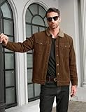 MAGCOMSEN Mens Corduroy Jackets Sherpa Lined Jacket Spread Collar Winter Warm Coat Casual Fleece Jacket for Men Brown,XL