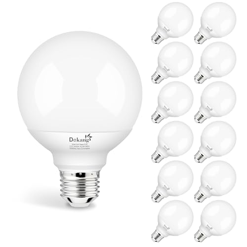 Dekang 12-Pack G25 LED Globe Light Bulbs for Bathroom 4000K Daylight, E26 Base Vanity Light Bulbs 60W Incandescent Equivalent, 5W Round Light Bulbs, 500LM, CRI 85+, Non-dimmable