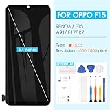 OLED Screen Replacement for Oppo Reno3/F15/A91/F17/K7/Find X2 Lite,LCD Display Touch Screen Digitizer Full Assembly with Repair Kits(Black,6.36 inch)