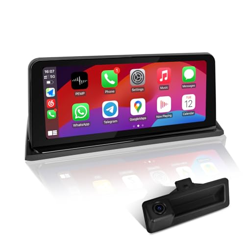 PEMP Linux Vertical Screen E70 E71 Wired and Wireless CarPlay Retrofit Android Auto Mirror Link Car Screen for BMW X5 X6 CIC(2010-2012) with a 720P AHD Reverse Camera