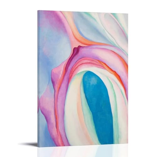 DaiWenBo Georgia O'Keefe Music, Pink And Blue No. 2 Art Posters Painting Canvas Wall Art Decorative Bedroom Modern Home Print Picture Artworkss Frame 16x24inch(40x60cm)