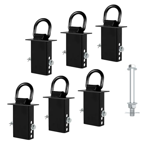 SALUINOKI 6Pack Trailer Stake Pocket D Rings Tie Downs Heavy Duty 18200lbs D-Ring Anchor 1/2 inch, Car Trailer Accessories Black