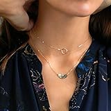 Turandoss Dainty Circle Choker Necklaces for Women - Dainty 14K Gold Small Open Circle Necklace Chain Choker necklaces for Women