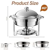 4 Pack Round Chafing Dish Buffet Set,Stainless Steel 8QT Round Buffet Servers and Warmers, Thick Stand Frame Catering Chafe with Mirror Covers,Food Warmer for Party, Weddings,Picnic