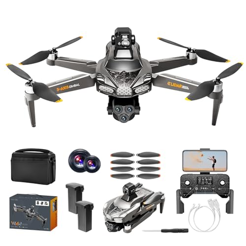 5G Brushless Drone with Camera for Adults 4K, 8K GPS FPV Drone with 3-Axis Gimbal & 360° Obstacle Avoidance - Foldable RC Drones for Adults, 5KM Transmission, 60min Flight, Auto Return, 50X Zoom (Sliver)