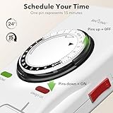 BN-LINK 8 Outlet Surge Protector with Mechanical Timer (4 Outlets Timed, 4 Outlets Always On) - White