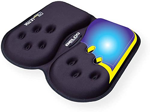 GSeat Ultra Orthopedic Gel and Foam Seat Cushion (Black) – for Coccyx, Back, Tailbone, Prostate, Postnatal, and Sciatica Pain/Discomfort – Office, Car, Chair, Travel