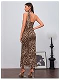 Milumia Women's Leopard Print Strapless Bodycon Maxi Dress Mesh Long Tube Top Dress