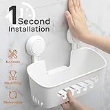 LEVERLOC Shower Caddy Suction Cup 2 Pack, Shower Organizer Removable Bathroom Shelf, Storage Suction Powerful Max Hold 22lbs Bathroom Caddy Waterproof Holder, White