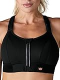 SHEFIT Ultimate Adjustable High-Impact Sports Bra for Women with Zip Front, Black, 6X (6Luxe)