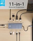 Anker USB C Hub, 565 11-in-1 Laptop Docking station, Dual Monitor Docking Station with 10 Gbps Data Port, 4K HDMI and DisplayPort, 100W Power Delivery, 1 Gbps Ethernet, SD Card Reader for XPS and More