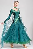 ORIDOOR Flash Rhinestone Ballroom Dance Waltz Tango Standard Competition Dance Dress 03-Dark Green Medium