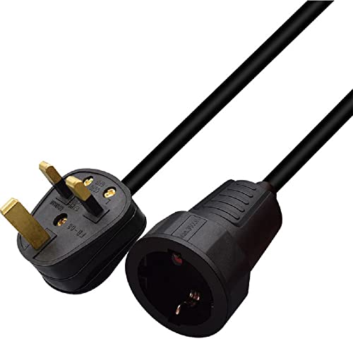 Toptekits UK to CEE7/7 European Schuko Female Socket Extension Cord, 18AWG,6ft/180cm, UK BS1363 Plug to European EU CEE7/7 2PIN Socket Power Cable (6ft/180cm)
