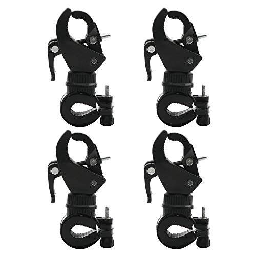 4pcs Universal Bike Bicycle Flashlight Lamp Mount Clamp Stand Holder 360º Rotation, Black