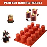 TOPYS 15 Cavities Cylindrical Fondant Silicone Mold DIY Cylinder Pastry Cupcake Jelly Mousse Pan Pudding Muffin Chocolate Making Supplies Cookie Shot Moluds For Baking