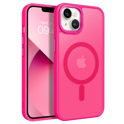 BENTOBEN Magnetic for iPhone 13 Case & iPhone 14 Case [Compatible with Magsafe] Translucent Matte Phone Case iPhone 13/14 Slim Shockproof Women Men Protective Cover for iPhone 13/14 6.1", Hot Pink