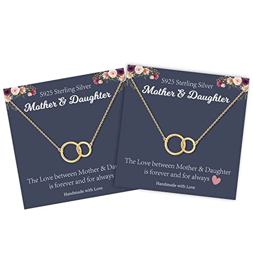 STORUP Mom Gifts from Daughter, Mom Daughter Necklace Set Mothers Day Gifts for Mom Daughter Interlocking Circles Necklaces Jewelry Mom Gifts from Daughters Birthday Gifts for Daughter Women