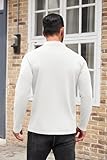 COOFANDY Men Mock Turtleneck Knitted Shirts Half Neck Sweater Long Sleeve Slim Fit High Neck T Shirts White