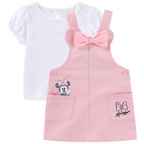 Disney Minnie Mouse Baby Girls Twill Jumper Dress and Jersey Top for Infants Pink